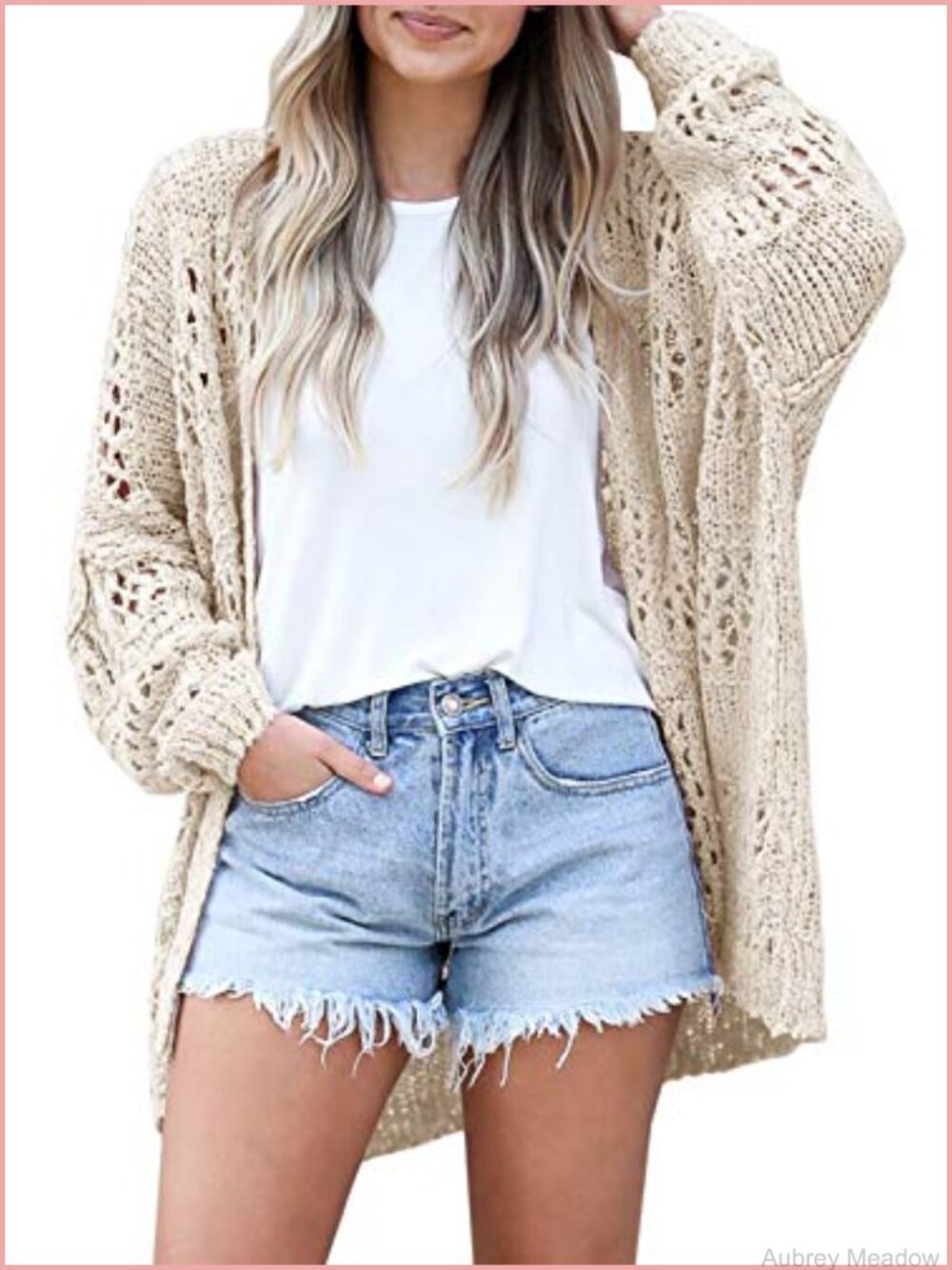Womens Crochet Cardigan Sweater Kimono Oversized Open Front Boho Knit